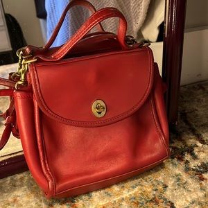 Coach red leather handbag